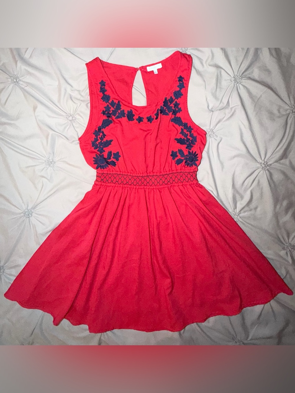 June & Ivy Pink Embroidered Sleeveless Mini Dress